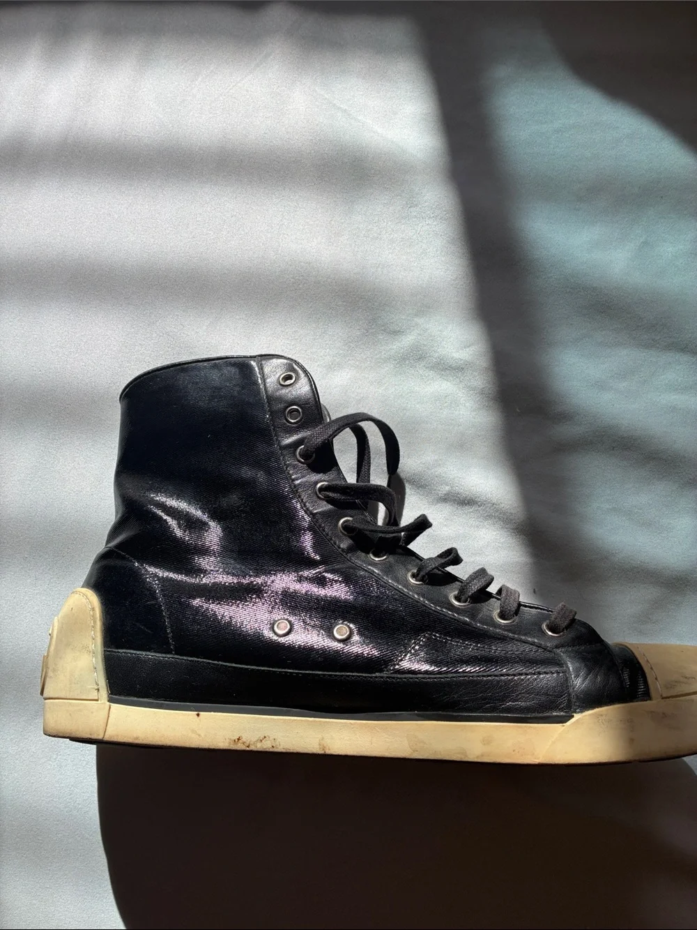 Gucci Black High-Top Sneaker with Red & Green Web Stripe